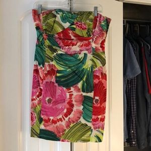 Nanette Lepore bright floral strapless dress